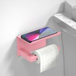 Pink Wall-Mounted Toilet Paper Holder with Shelf