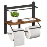 Double Wall-Mounted Toilet Paper Holder with Shelf