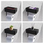 Wall-Mount Toilet Paper Holder with Storage Shelf