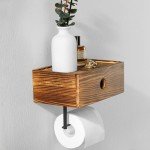 Rustic Wall-Mount Toilet Paper Holder with Shelf