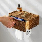 Rustic Wall-Mount Toilet Paper Holder with Shelf