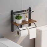 Double Wall-Mounted Toilet Paper Holder with Shelf