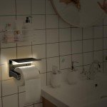 Black Wall-Mounted Toilet Paper Holder with Lights