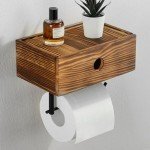 Rustic Wall-Mount Toilet Paper Holder with Shelf