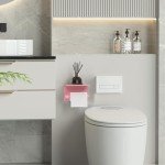 Pink Wall-Mounted Toilet Paper Holder with Shelf