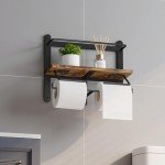 Double Wall-Mounted Toilet Paper Holder with Shelf