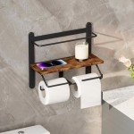 Double Wall-Mounted Toilet Paper Holder with Shelf