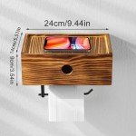 Rustic Wall-Mount Toilet Paper Holder with Shelf