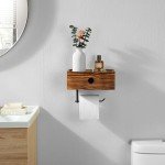 Rustic Wall-Mount Toilet Paper Holder with Shelf