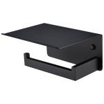 Matte Black Wall-Mounted Toilet Paper Holder with Shelf