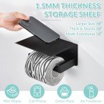 Matte Black Wall-Mounted Toilet Paper Holder with Shelf