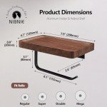 Walnut Wood Toilet Paper Holder with Phone Shelf