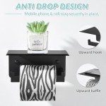 Matte Black Wall-Mounted Toilet Paper Holder with Shelf