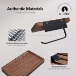 Walnut Wood Toilet Paper Holder with Phone Shelf