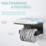 Matte Black Wall-Mounted Toilet Paper Holder with Shelf