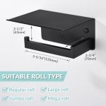 Matte Black Wall-Mounted Toilet Paper Holder with Shelf