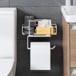 Matte White Wall-Mount Toilet Paper Holder with Shelf