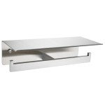 Brushed Nickel Dual Toilet Paper Holder with Shelf