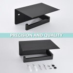Matte Black Wall-Mounted Toilet Paper Holder with Shelf