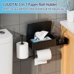 Wall-Mount Black Toilet Paper Holder with Wipes Storage