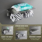 Brushed Nickel Dual Toilet Paper Holder with Shelf