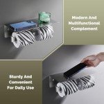 Brushed Nickel Dual Toilet Paper Holder with Shelf