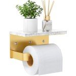 Marble Wall-Mounted Toilet Paper Holder with Shelf