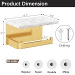 Marble Wall-Mounted Toilet Paper Holder with Shelf