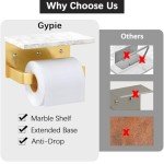 Marble Wall-Mounted Toilet Paper Holder with Shelf