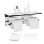 Double Roll Toilet Paper Holder with Phone Shelf