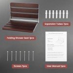 Wall-Mounted Folding Teak Shower Seat