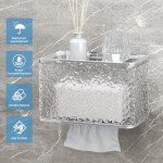 Wall-Mounted Toilet Paper Holder with Shelf, Transparent