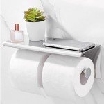 Double Roll Toilet Paper Holder with Phone Shelf