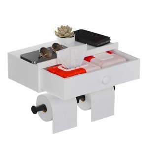 Wall-Mounted Double Toilet Paper Holder with Shelf