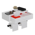Double Toilet Paper Holder with Shelf & Storage