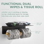 Double Toilet Paper Holder with Phone Shelf - Black & Gold