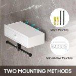 Double Toilet Paper Holder with Shelf & Storage