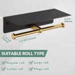 Double Toilet Paper Holder with Phone Shelf - Black & Gold