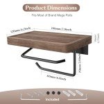 Walnut Wall-Mounted Toilet Paper Holder with Shelf