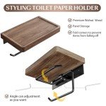 Walnut Wall-Mounted Toilet Paper Holder with Shelf