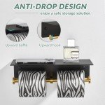 Double Toilet Paper Holder with Phone Shelf - Black & Gold