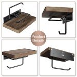 Walnut Wall-Mounted Toilet Paper Holder with Shelf