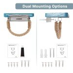 Nautical Rope Toilet Paper Holder with Shelf