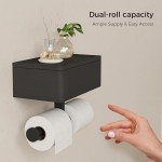 Wealone 3-in-1 Bamboo Toilet Paper Holder with Shelf