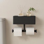 Wealone 3-in-1 Bamboo Toilet Paper Holder with Shelf
