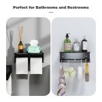Matte Black Double Toilet Paper Holder with Shelf