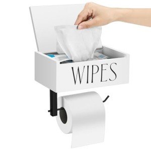 Wood Toilet Paper Holder & Wipes Dispenser 8x5