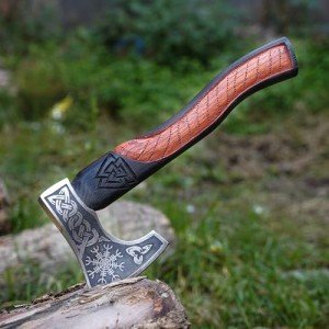 Hand-Forged Viking Axe with Ash Wood Handle