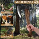15.7" Camping Hatchet with Leather Sheath and Carbon Steel