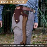 15.7" Camping Hatchet with Leather Sheath and Carbon Steel